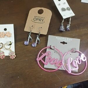 Silver and Purple Music Note Earrings